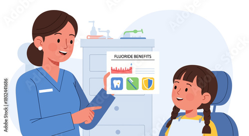 Dentist Explains Fluoride Benefits to Young Patient