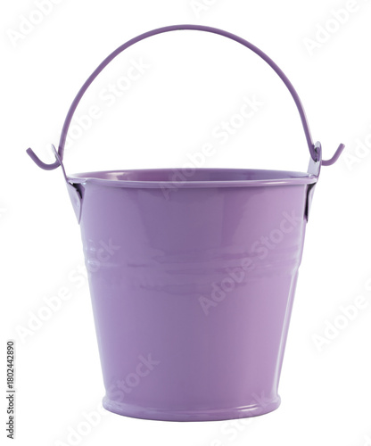 Small metal lavender bucket isolated on transparent background. Cute decorative container perfect for gardening, home decor, crafts, and design projects