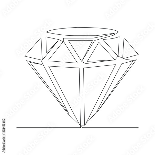 Continuous line drawing of diamond elegant minimalism design concept illustration