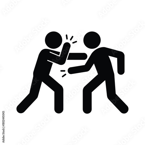 Two stick figures fighting in a confrontation