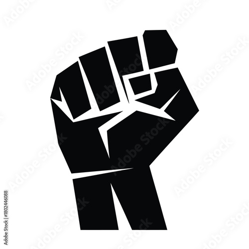 Raised fist illustration, isolated on a symbol of solidarity, resistance, and empowerment, often associated with social justice movements and activism