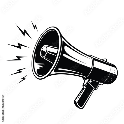 A vintagestyle megaphone with sound waves, isolated on, conveying a message of announcement, communication, and powerful voice in a bold and graphic design