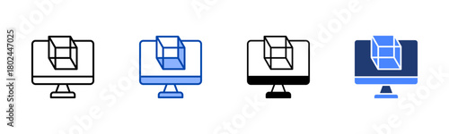 Simulation icon set multiple style collection