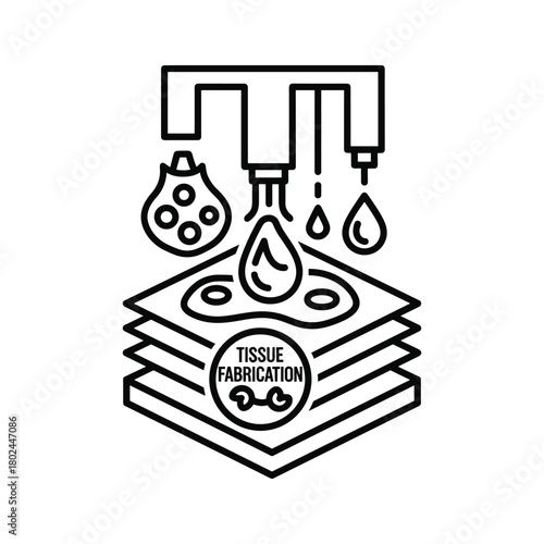 Tissue fabrication process icon for biotechnology, medicine, research