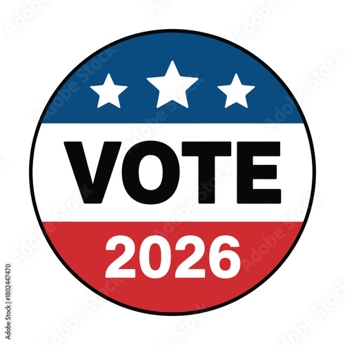 Vote 2026 election campaign button with stars
