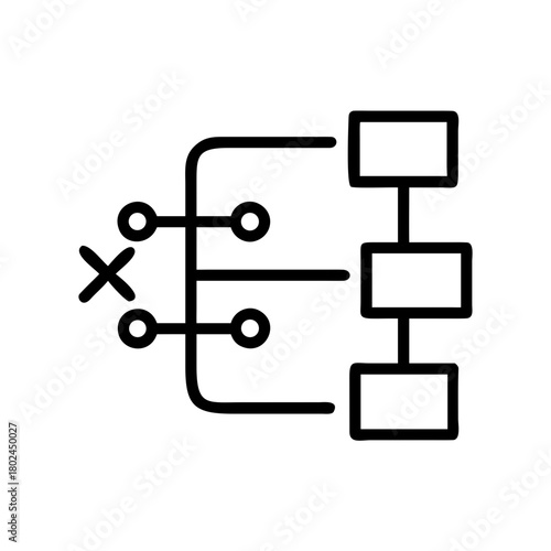 Diagram showing a decision tree being pruned isolated on