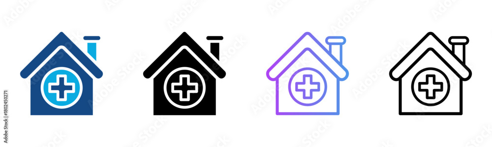 Fototapeta premium Nursing Home Icon Multiple Style Vector Illustration 