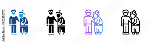 Assisted Living Icon Multiple Style Vector Illustration
