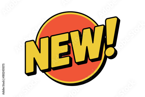 A bright, graphic "NEW!" badge is displayed prominently on a white background, signifying recent arrivals or product launches.