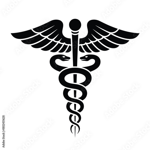 Caduceus medical symbol isolated on represents medicine, healthcare, and healing, often associated with doctors and hospitals
