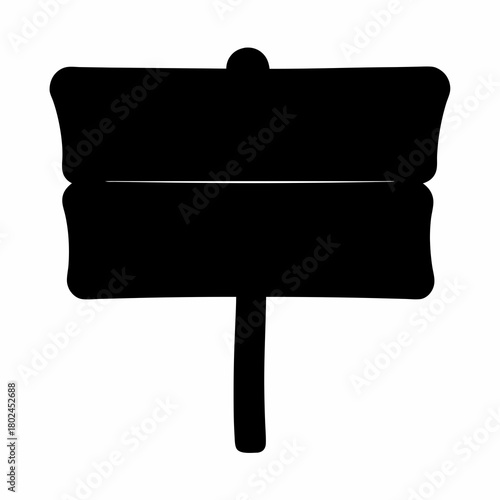 Twotiered wooden signpost silhouette, perfect for wayfinding and information display