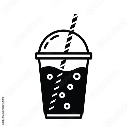 Illustration of a cup of iced coffee isolated on, a refreshing and energizing beverage, perfect for a hot day, in a minimalist and modern style