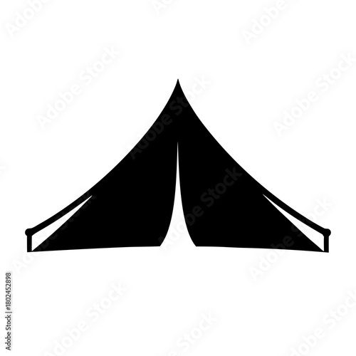 Silhouette of a classic camping tent structure on a plain background