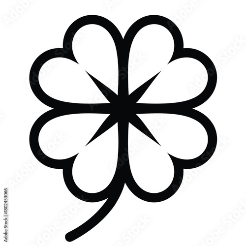 A simple fourleaf clover illustration isolated on, symbolizing luck and irish culture, with a clean and minimalist design for various creative projects