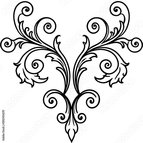 Elegant Ornament Collection: An exquisite assortment of black, swirling, stylized ornament designs, capturing the essence of refined grace and artistic charm.