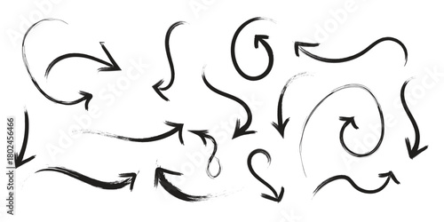 Collection of hand-drawn black arrows