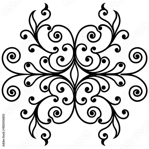 Elegant Ornament Collection: An exquisite assortment of black, swirling, stylized ornament designs, capturing the essence of refined grace and artistic charm.