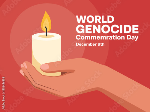 A hand holds a lit candle for World Genocide Commemoration Day on December 9th.