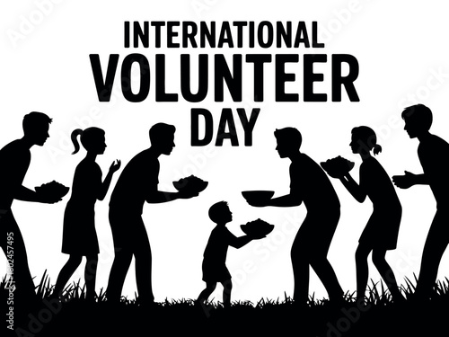 International Volunteer Day celebrates people helping others in silhouette