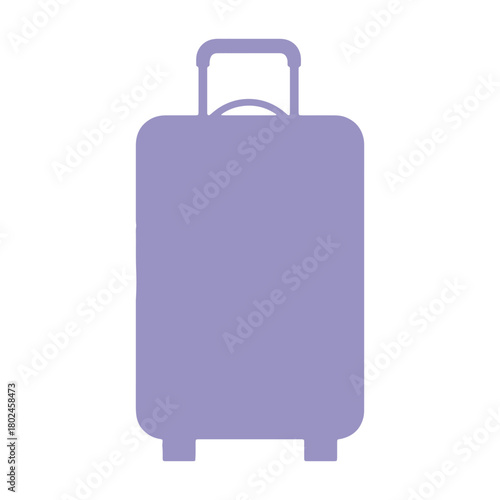 Simple purple luggage icon for travel and vacation concepts, isolated graphic design element