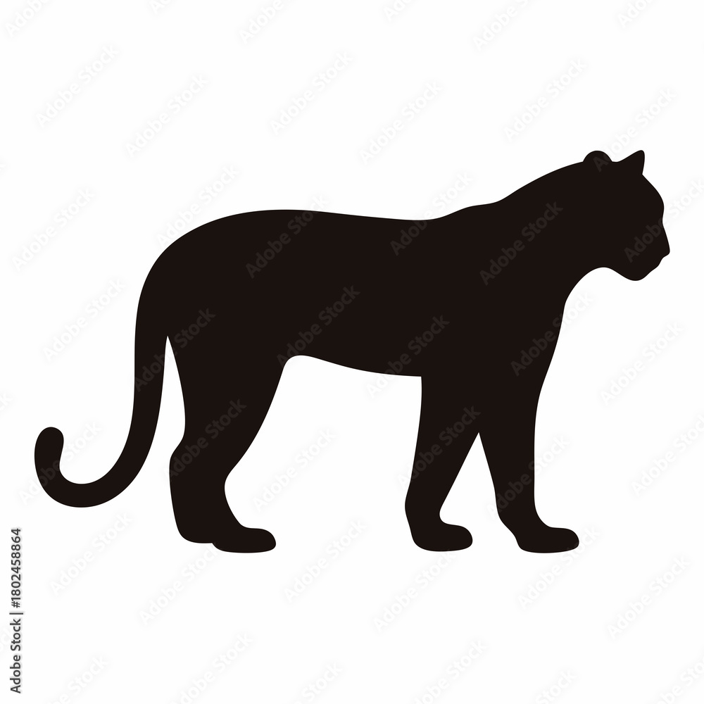 Obraz premium Sleek Black Panther Silhouette Stalking in the Night with Elegant Posture