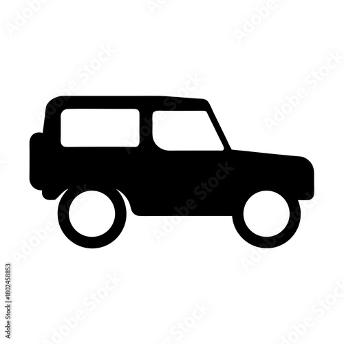 Black Silhouette of a Two Door Four Wheel Drive Vehicle Illustration