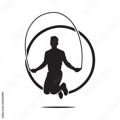 A man rope jumping silhouette