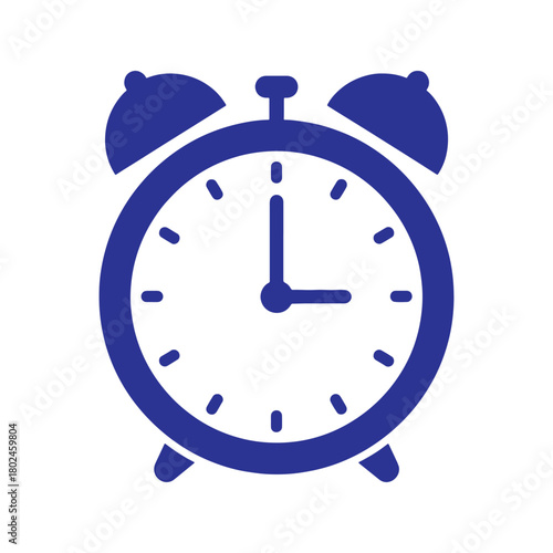 Blue alarm clock icon vector illustration on isolated background. time reminder symbol.