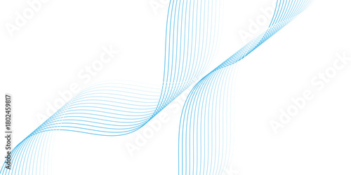 Abstract blue smooth wave on a white background. Dynamic sound wave. Design element. vector eps10 gradient vintage
