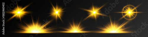 Lens Flare, light glow effect. sun or realistic shining star with backlight effect.
bokeh glitter and sparkles or sparkles on transparent background.
