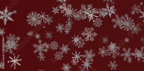 Abstract winter scene of snowflakes falling on red. Perfect for Christmas, New Year's or winter design projects. Ideal for b
