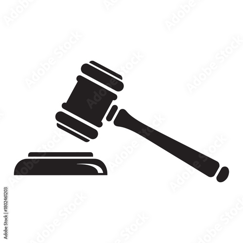 Judge's gavel and sound block icon. authority, law, justice, decisions, auction symbol.