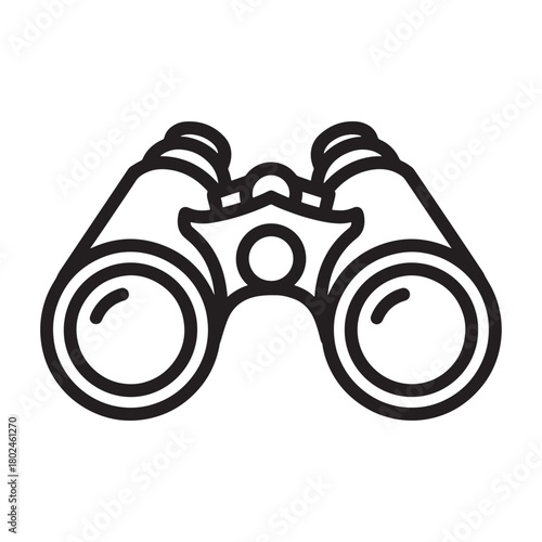 Binoculars outline icon with optical device for distant viewing and observation