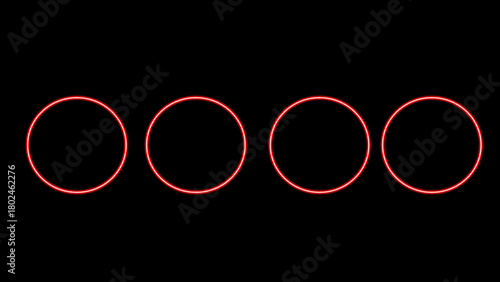 Neon Red Four Circles on Black Background