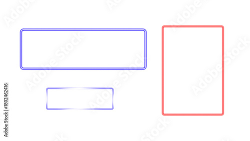 Assorted Neon Frames: Blue and Red on Light Gray Background