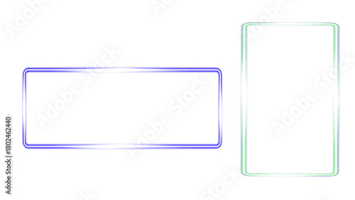 Mixed Neon Frames: Blue and Green on Light Gray