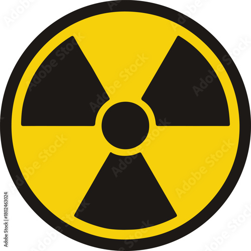 Radiation warning hazard sign on white background