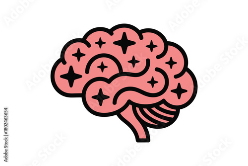 A stylized illustration of a healthy and sparkling human brain.
