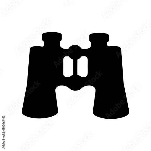 Detailed silhouette illustration of a set of binoculars for observing distance