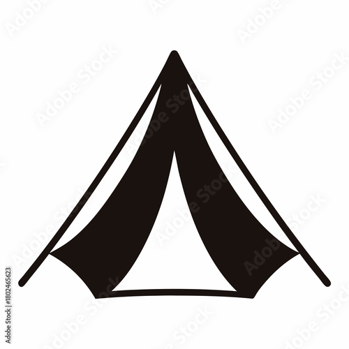 Minimalist black tent for camping in outdoor adventure trip icon