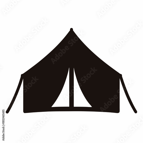 Black silhouette of a camping tent perfect for outdoor adventures