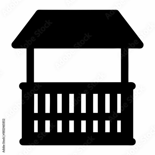 Icon of a stylized well with a roof and fence like enclosure