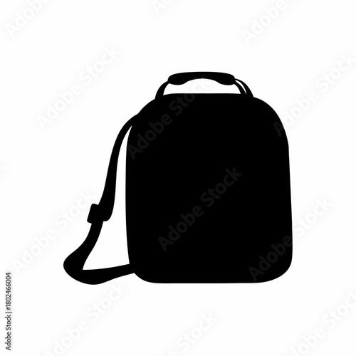 Black shoulder bag silhouette with strap and handle, isolated on white background
