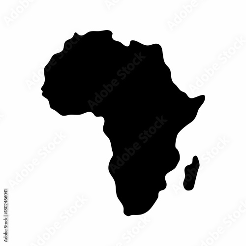 Africa continent silhouette in black on white background showcasing geographical outline