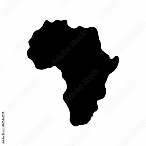 A striking silhouette of the African continent against a white background