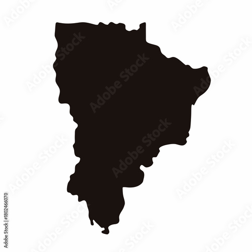 Silhouette map of Piaui State in Brazil South America on white background