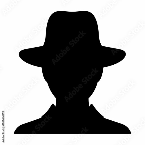 Silhouette of a person wearing a fedora hat, mysterious and intriguing