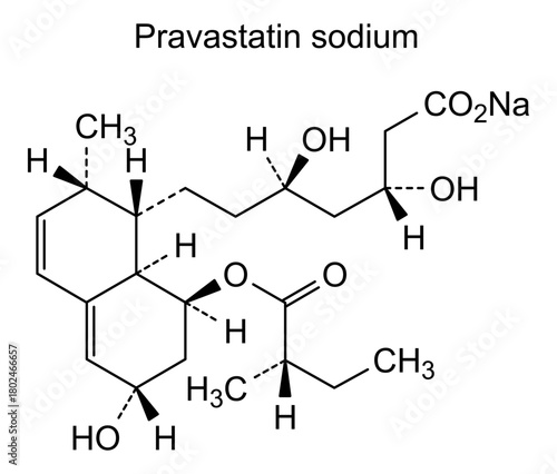 Pravastatin sodium, chemical structure of pravastatin sodium, drug substance