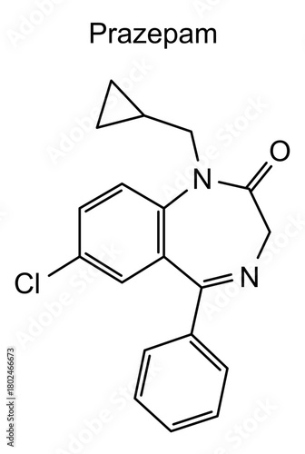 Prazepam, chemical structure of prazepam, drug substance