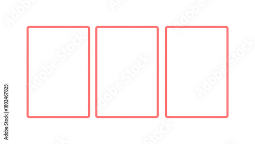 Three Red Neon Frames with Black Infill on White